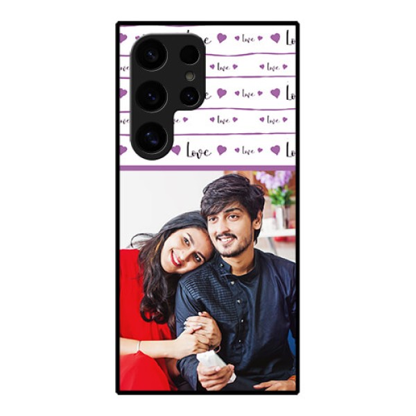 Samsung Galaxy S24 Ultra 5G Custom Glass Phone Case - Couples Heart Design Samsung Galaxy S24 Ultra 5G Custom Glass Phone Case - Couples Heart Design
