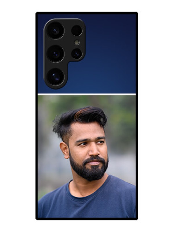 Custom Samsung Galaxy S24 Ultra 5G Custom Glass Phone Case - Simple Royal Blue Design