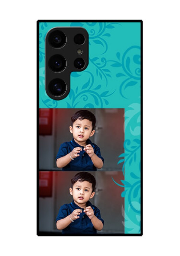 Samsung Galaxy S24 Ultra 5G Custom Glass Phone Case - With Photo And Green Floral Design