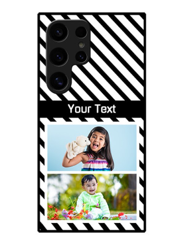Custom Samsung Galaxy S24 Ultra 5G Custom Glass Phone Case - Black And White Stripes Design