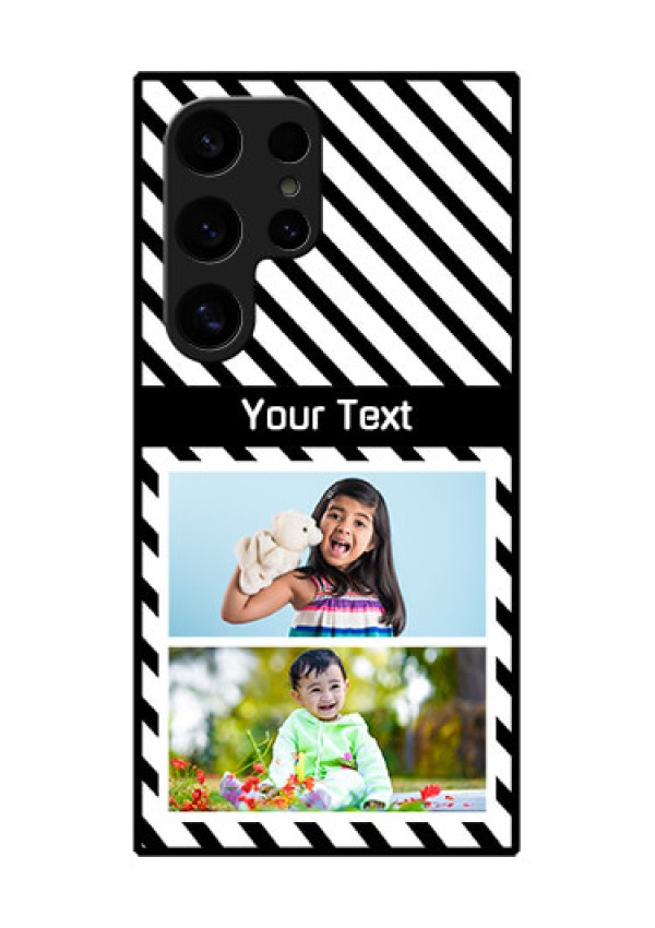 Samsung Galaxy S24 Ultra 5G Custom Glass Phone Case - Black And White Stripes Design