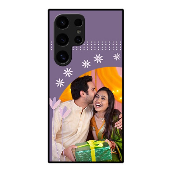 Samsung Galaxy S24 Ultra 5G Custom Glass Phone Case - Lavender Flowers Design Samsung Galaxy S24 Ultra 5G Custom Glass Phone Case - Lavender Flowers Design