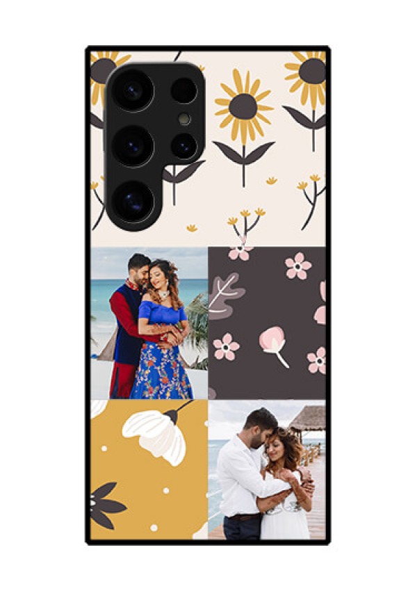 Samsung Galaxy S24 Ultra 5G Custom Glass Phone Case - 3 Images With Floral Design