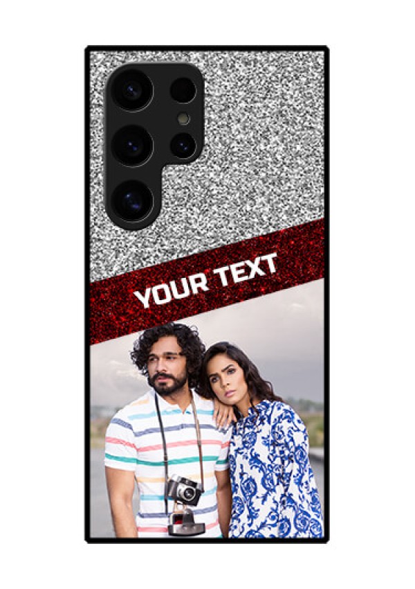 Samsung Galaxy S24 Ultra 5G Custom Glass Phone Case - Image Holder With Glitter Strip Design