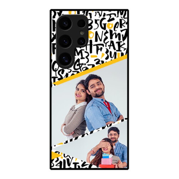 Samsung Galaxy S24 Ultra 5G Custom Glass Phone Case - Letters Pattern Design Samsung Galaxy S24 Ultra 5G Custom Glass Phone Case - Letters Pattern Design