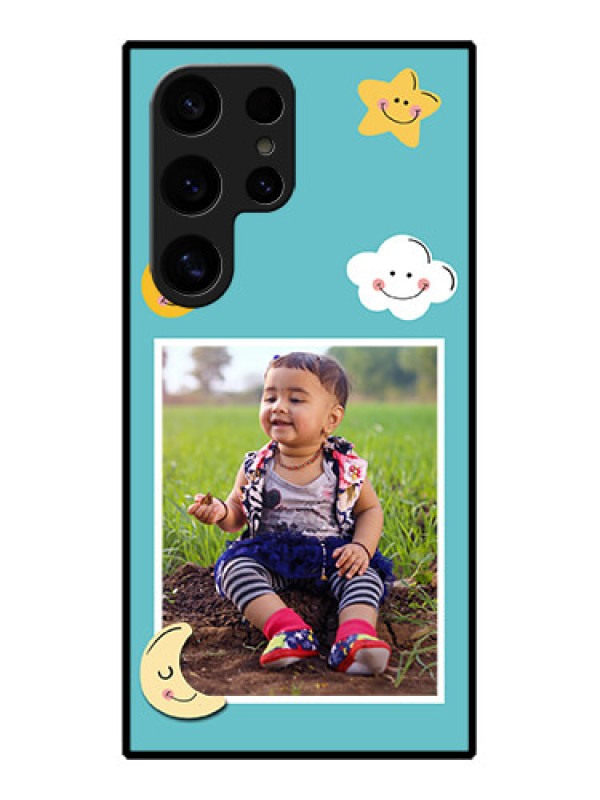 Custom Samsung Galaxy S24 Ultra 5G Custom Glass Phone Case - Smiley Kids Stars Design