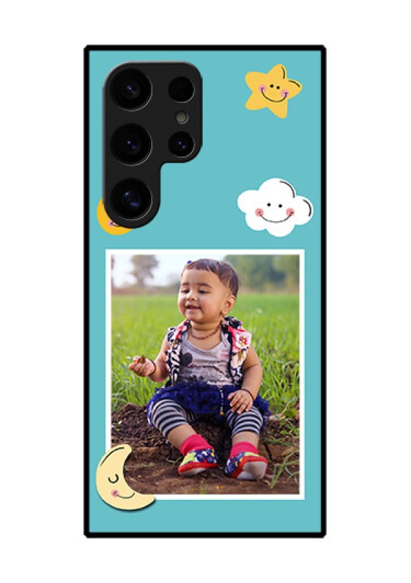 Samsung Galaxy S24 Ultra 5G Custom Glass Phone Case - Smiley Kids Stars Design