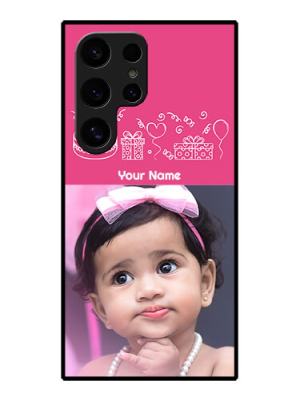 Custom Samsung Galaxy S24 Ultra 5G Custom Glass Phone Case - With Birthday Line Art Design