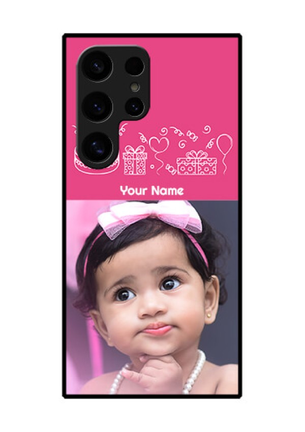 Samsung Galaxy S24 Ultra 5G Custom Glass Phone Case - With Birthday Line Art Design