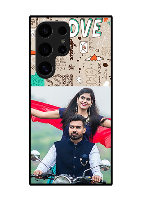Samsung Galaxy S24 Ultra 5G Custom Glass Phone Case - Love Doodle Pattern