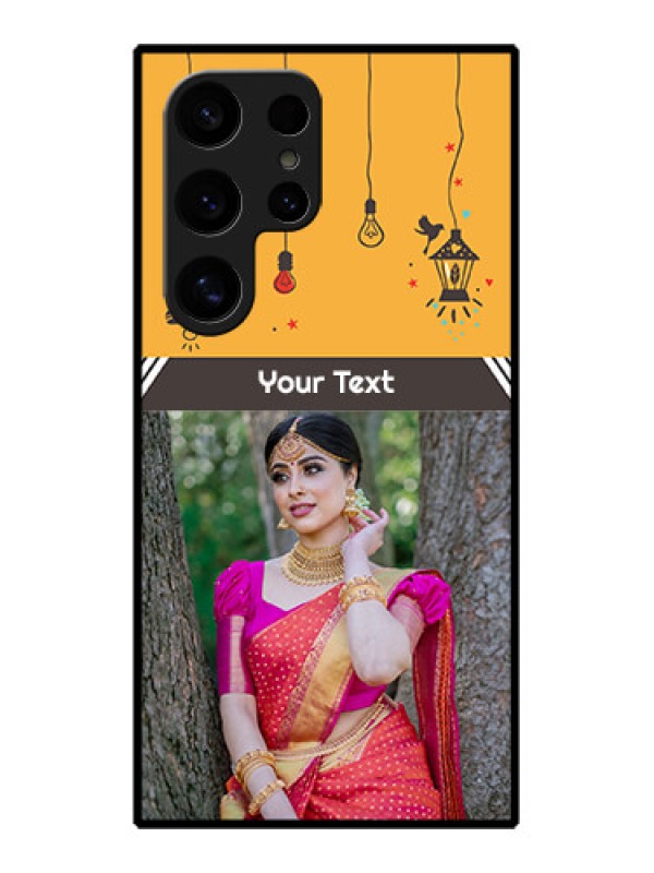 Custom Samsung Galaxy S24 Ultra 5G Custom Glass Phone Case - With Family Picture And Icons