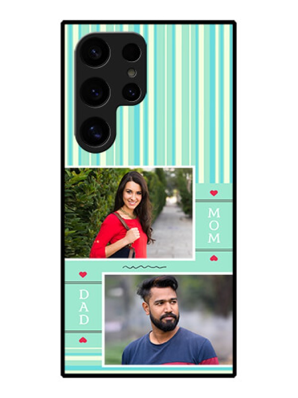 Custom Samsung Galaxy S24 Ultra 5G Custom Glass Phone Case - Mom & Dad Pic Design