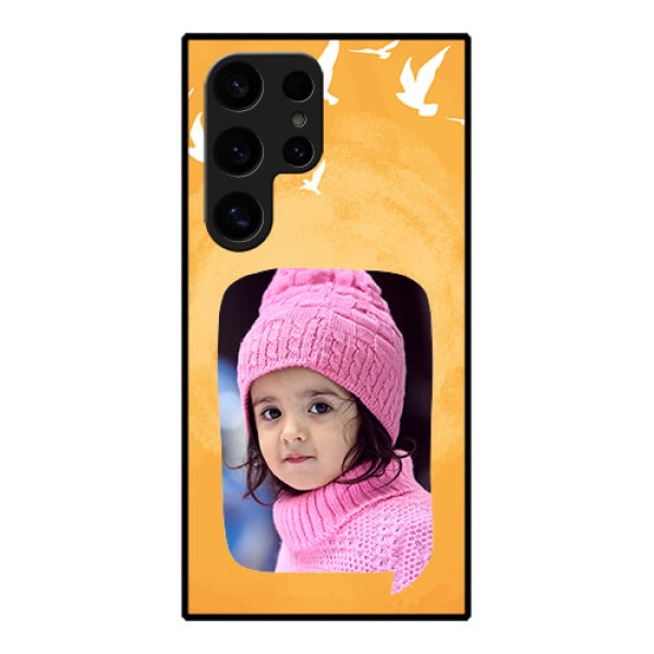 Samsung Galaxy S24 Ultra 5G Custom Glass Phone Case - Water Color Design With Bird Icons Samsung Galaxy S24 Ultra 5G Custom Glass Phone Case - Water Color Design With Bird Icons