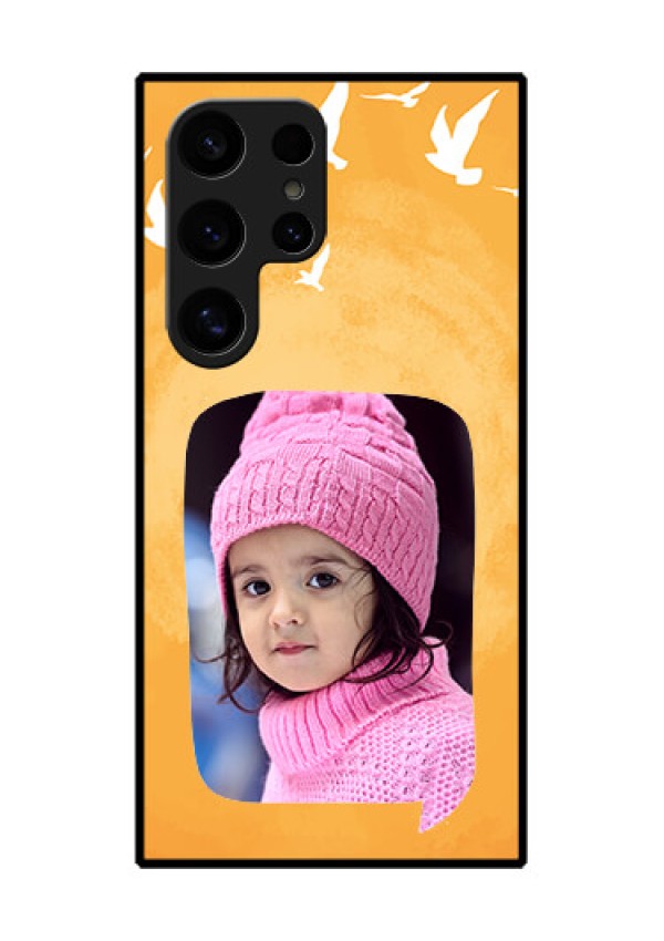 Samsung Galaxy S24 Ultra 5G Custom Glass Phone Case - Water Color Design With Bird Icons