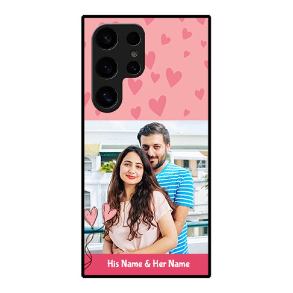 Samsung Galaxy S24 Ultra 5G Custom Glass Phone Case - Love Design Peach Color Samsung Galaxy S24 Ultra 5G Custom Glass Phone Case - Love Design Peach Color