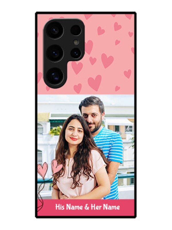 Custom Samsung Galaxy S24 Ultra 5G Custom Glass Phone Case - Love Design Peach Color