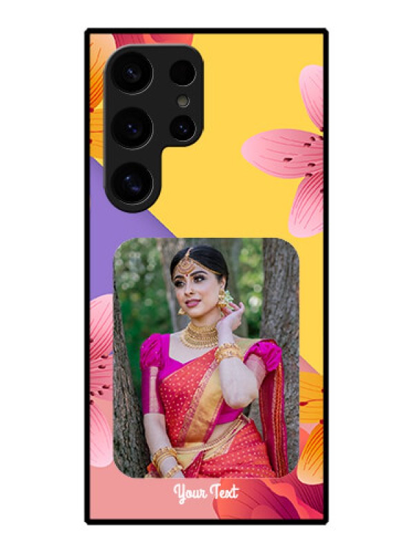 Custom Samsung Galaxy S24 Ultra 5G Custom Glass Phone Case - 3 Image With Vintage Floral Design