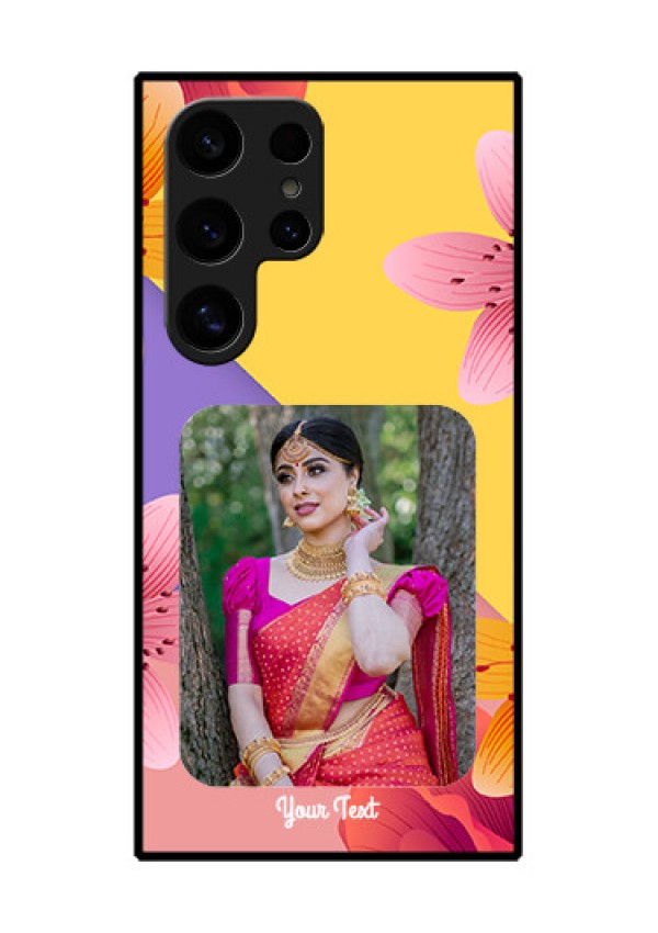 Samsung Galaxy S24 Ultra 5G Custom Glass Phone Case - 3 Image With Vintage Floral Design