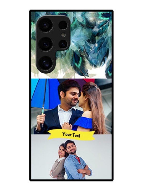 Custom Samsung Galaxy S24 Ultra 5G Custom Glass Phone Case - Image With Boho Peacock Feather Design