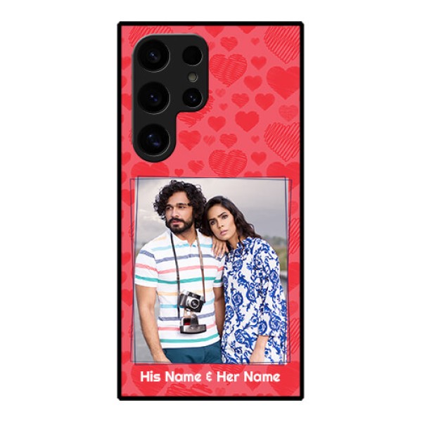 Samsung Galaxy S24 Ultra 5G Custom Glass Phone Case - With Red Heart Symbols Design Samsung Galaxy S24 Ultra 5G Custom Glass Phone Case - With Red Heart Symbols Design