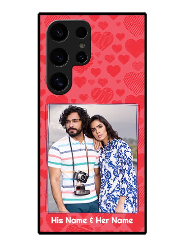 Custom Samsung Galaxy S24 Ultra 5G Custom Glass Phone Case - With Red Heart Symbols Design