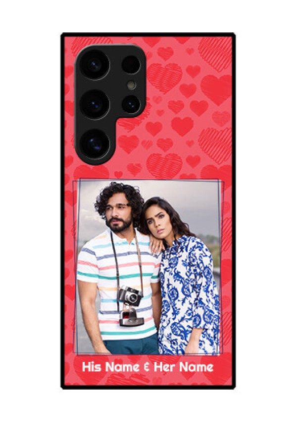 Samsung Galaxy S24 Ultra 5G Custom Glass Phone Case - With Red Heart Symbols Design