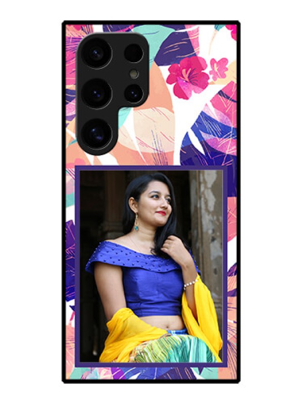Custom Samsung Galaxy S24 Ultra 5G Custom Glass Phone Case - Abstract Floral Design
