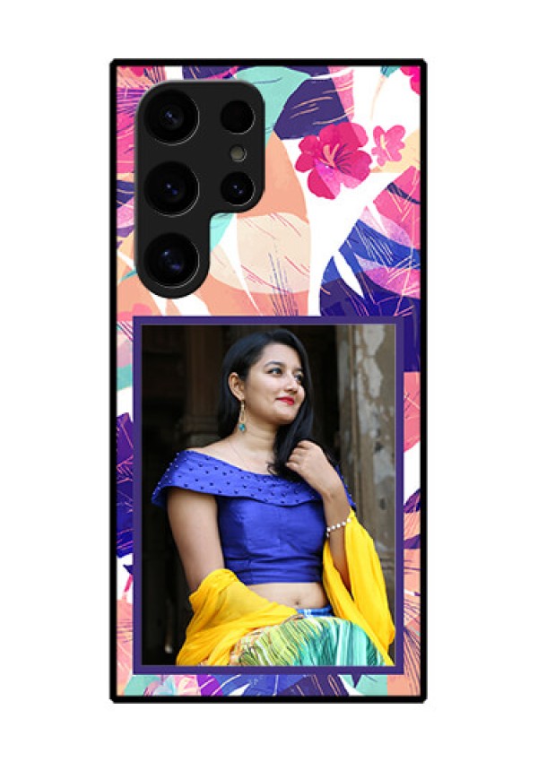 Samsung Galaxy S24 Ultra 5G Custom Glass Phone Case - Abstract Floral Design