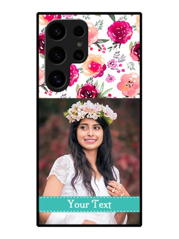 Custom Samsung Galaxy S24 Ultra 5G Custom Glass Phone Case - Water Colors Floral Design