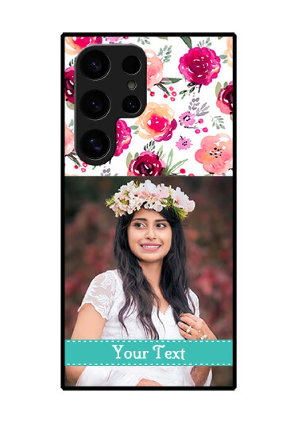 Samsung Galaxy S24 Ultra 5G Custom Glass Phone Case - Water Colors Floral Design