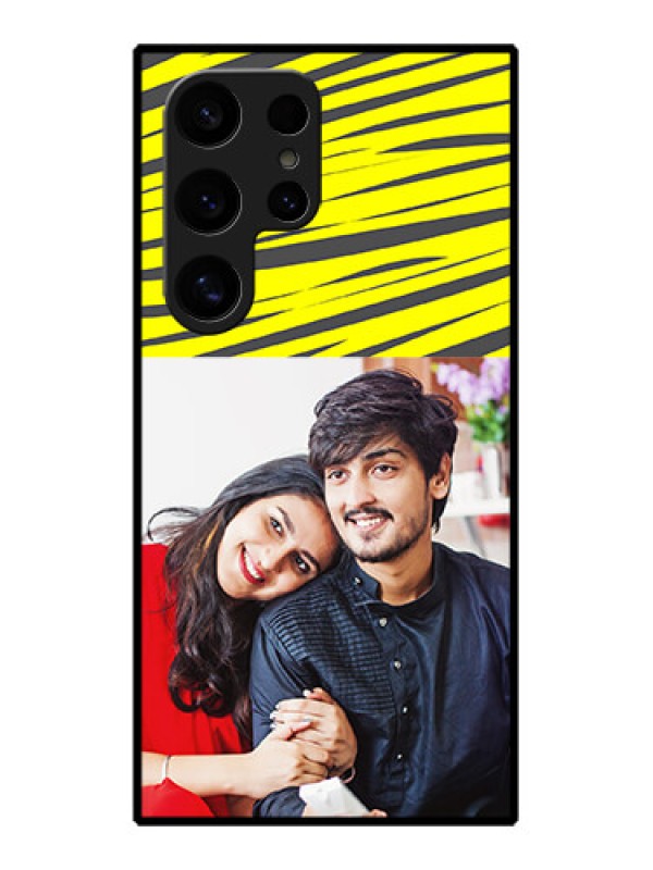 Custom Samsung Galaxy S24 Ultra 5G Custom Glass Phone Case - Yellow Abstract Design