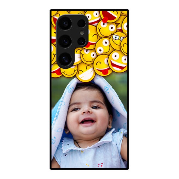 Samsung Galaxy S24 Ultra 5G Custom Glass Phone Case - With Smiley Emoji Design Samsung Galaxy S24 Ultra 5G Custom Glass Phone Case - With Smiley Emoji Design