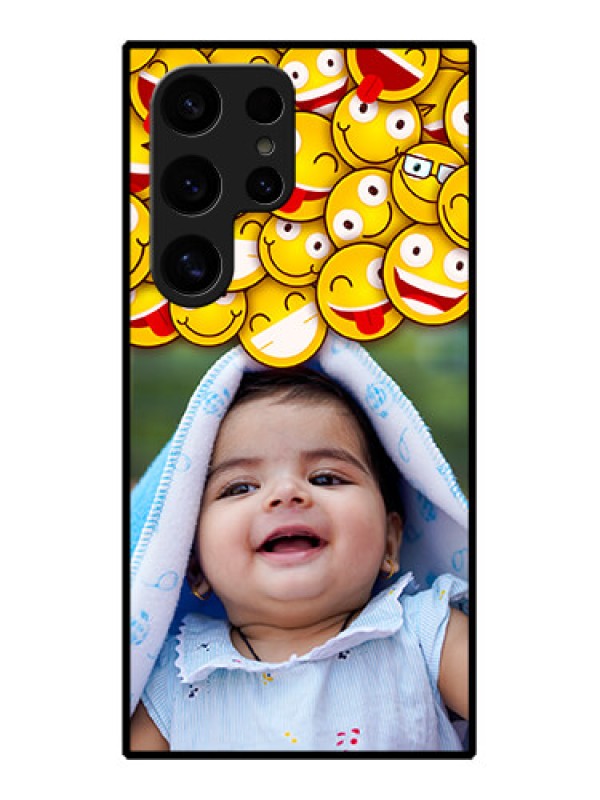 Custom Samsung Galaxy S24 Ultra 5G Custom Glass Phone Case - With Smiley Emoji Design