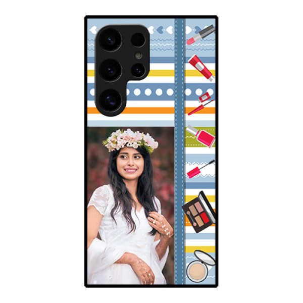 Samsung Galaxy S24 Ultra 5G Custom Glass Phone Case - Makeup Icons Design Samsung Galaxy S24 Ultra 5G Custom Glass Phone Case - Makeup Icons Design