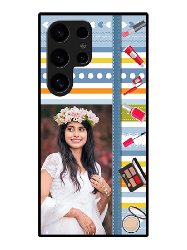 Custom Samsung Galaxy S24 Ultra 5G Custom Glass Phone Case - Makeup Icons Design