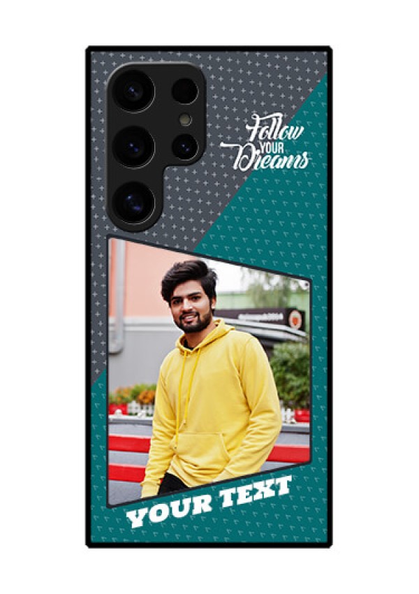 Samsung Galaxy S24 Ultra 5G Custom Glass Phone Case - Background Pattern Design With Quote
