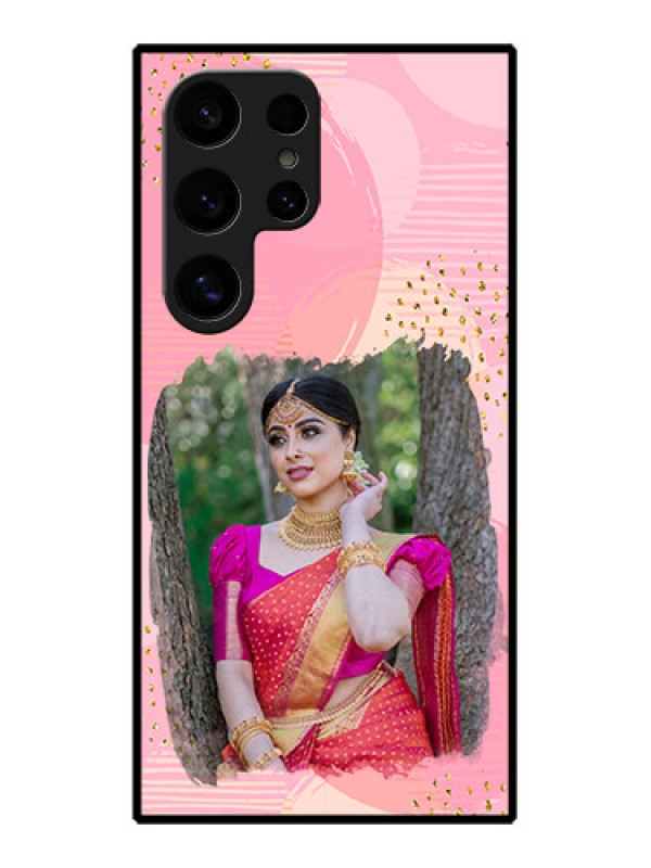 Custom Samsung Galaxy S24 Ultra 5G Custom Glass Phone Case - Gold Glitter Splash Design