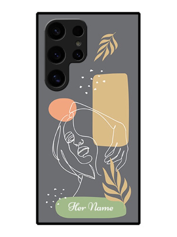 Custom Samsung Galaxy S24 Ultra 5G Custom Glass Phone Case - Gazing Woman Line Art Design