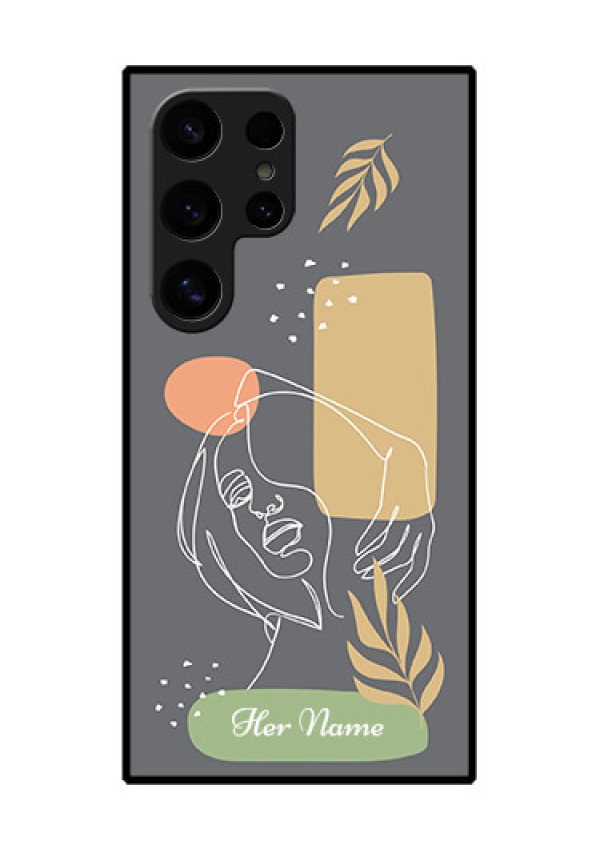 Samsung Galaxy S24 Ultra 5G Custom Glass Phone Case - Gazing Woman Line Art Design