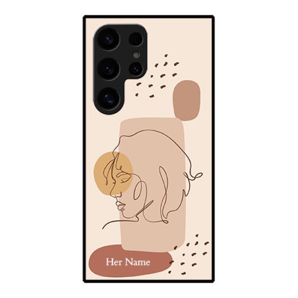 Samsung Galaxy S24 Ultra 5G Custom Glass Phone Case - Calm Woman Line Art Design Samsung Galaxy S24 Ultra 5G Custom Glass Phone Case - Calm Woman Line Art Design