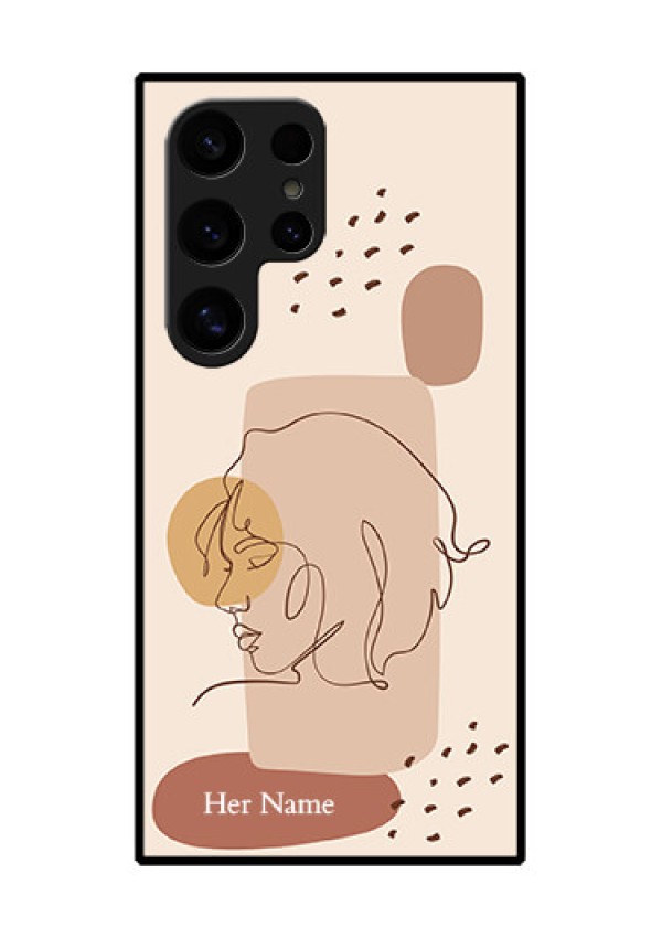 Samsung Galaxy S24 Ultra 5G Custom Glass Phone Case - Calm Woman Line Art Design
