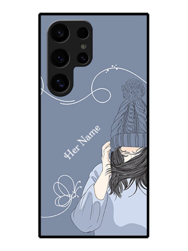 Custom Samsung Galaxy S24 Ultra 5G Custom Glass Phone Case - Girl In Winter Outfit Design
