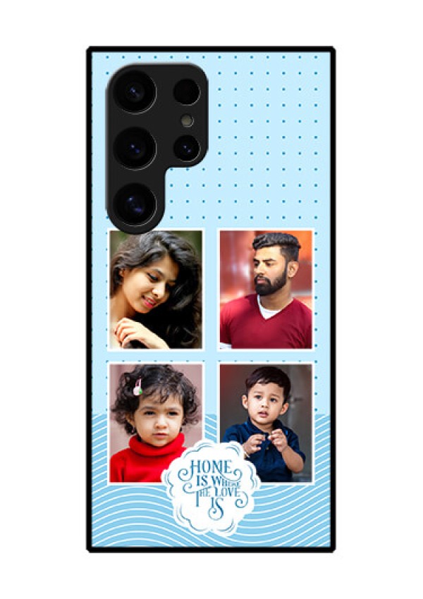 Samsung Galaxy S24 Ultra 5G Custom Glass Phone Case - Cute Love Quote With 4 Pic Upload Design