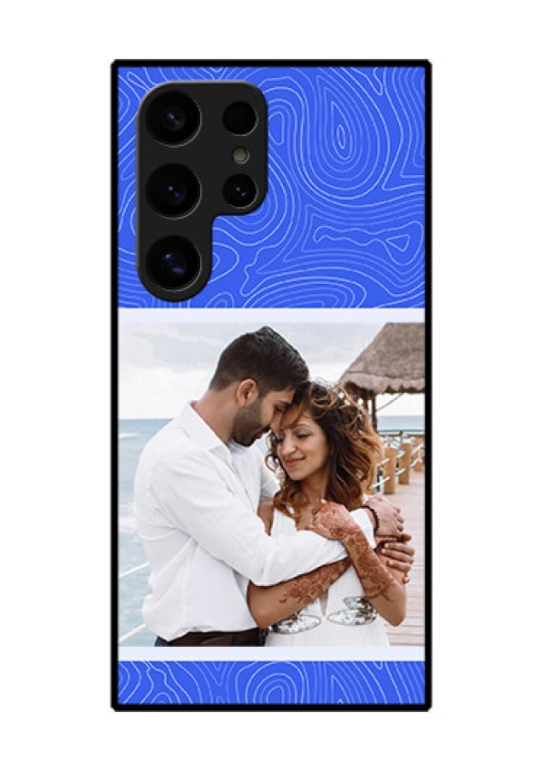 Samsung Galaxy S24 Ultra 5G Custom Glass Phone Case - Curved Line Art With Blue And White Design