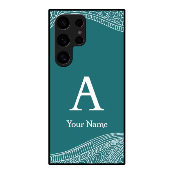 Samsung Galaxy S24 Ultra 5G Custom Glass Phone Case - Line Art Pattern With Custom Name Design Samsung Galaxy S24 Ultra 5G Custom Glass Phone Case - Line Art Pattern With Custom Name Design