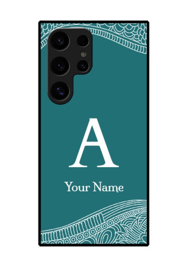 Samsung Galaxy S24 Ultra 5G Custom Glass Phone Case - Line Art Pattern With Custom Name Design