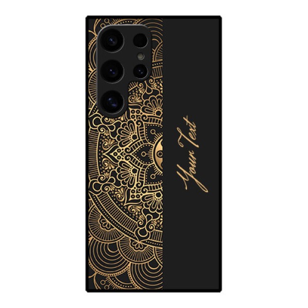 Samsung Galaxy S24 Ultra 5G Custom Glass Phone Case - Mandala Art With Custom Text Design