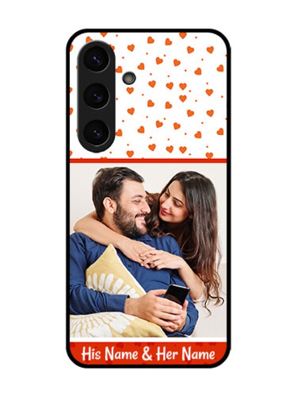 Custom Galaxy S25 5G Custom Glass Phone CaseOrange Love Symbol Design
