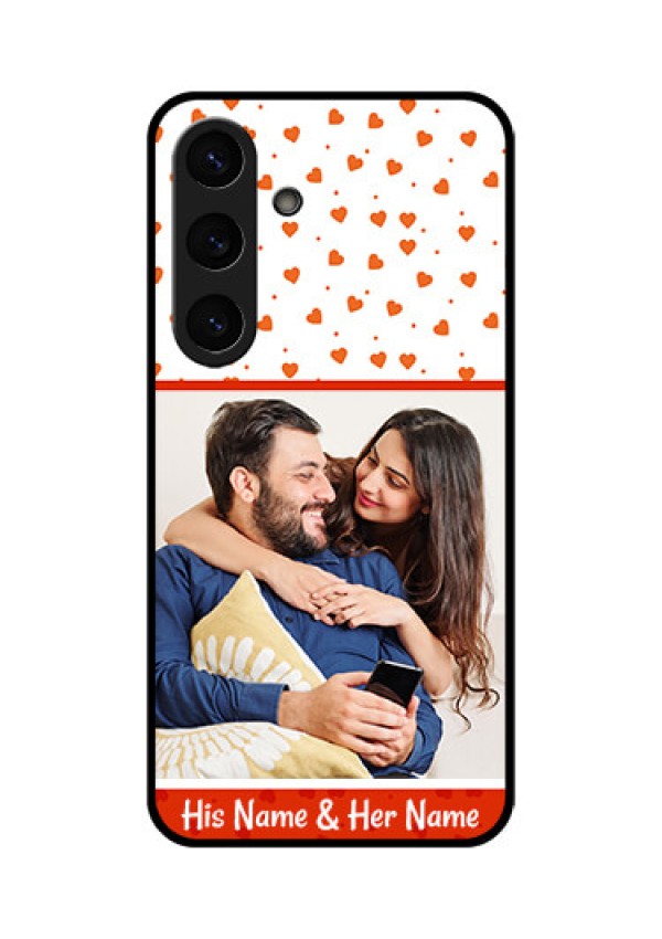 Galaxy S25 5G Custom Glass Phone CaseOrange Love Symbol Design
