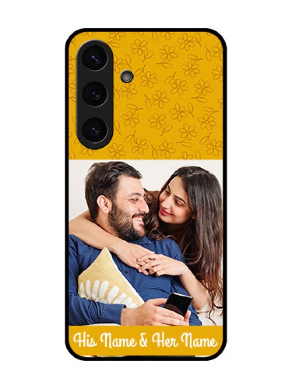 Custom Galaxy S25 5G Custom Glass Phone CaseYellow Floral Design